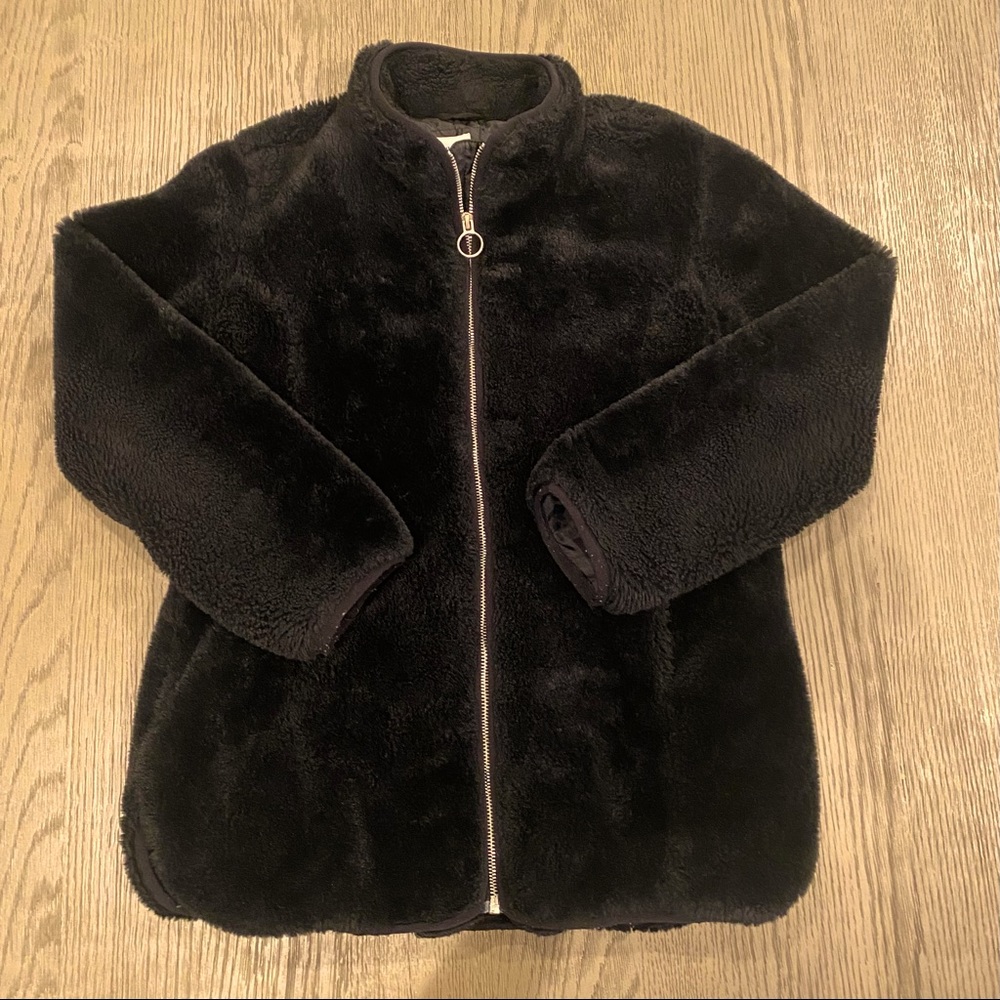 GAP Girls Black Faux Fur Coat L